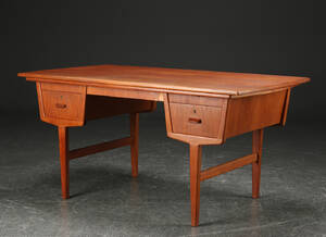 Fritstående skrivebord, teaktræ, 1950erne