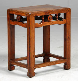 Kinesisk lampebord  skammel, elmetræ