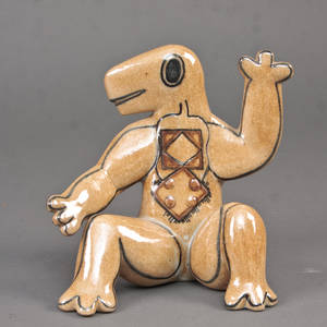 Sten Lykke Madsen født 1937. Figur af glaseret stentøj