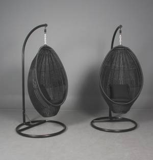 Hængestole, sort kædeflettet polyrattan. 2