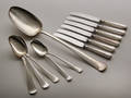 Dobbeltriflet bestik af sølv. 12