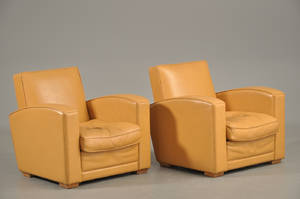 Par hvilestole i cognacfarvet læder