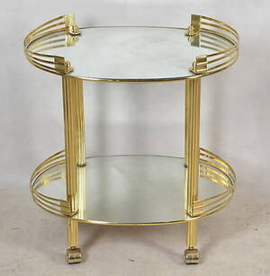 SERVERINGSVAGN, mässing och glas, 1900-tal.