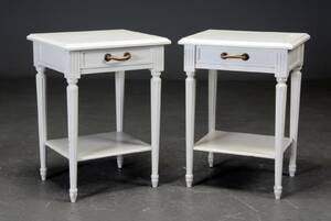 Par hvidlakeret lampenatborde, gustaviansk stil 2
