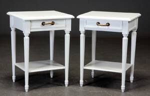 Par hvidbemalet lampenatborde, gustaviansk stil 2