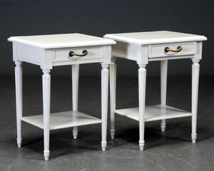 Par hvidlakeret lampenatborde, gustaviansk stil 2