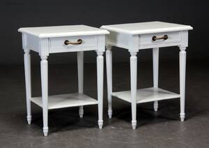 Par hvidlakeret lampenatborde, gustaviansk stil 2