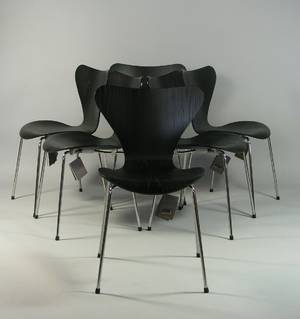Arne Jacobsen, sechs Stapelstühle 3107, für Fritz Hansen 6