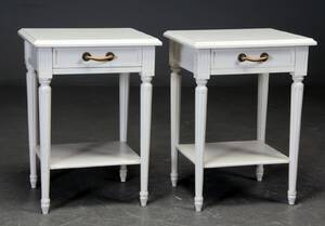 Par hvidlakeret lampenatborde, gustaviansk stil 2