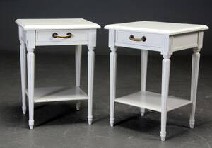 Par hvidlakeret lampenatborde, gustaviansk stil 2