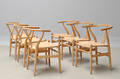 Hans J. Wegner 1914 - 2007. Sæt på seks Y-stole, model CH-24. 6