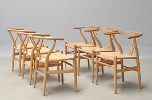 Hans J. Wegner 1914 - 2007. Sæt på seks Y-stole, model CH-24. 6