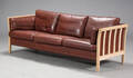 Mogens Hansen, tre-pers. sofa, brunt læder 