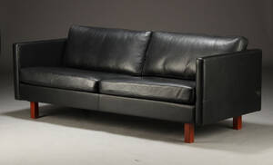 Mogens Hansen. 2½-pers. sofa, sort skind