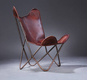 Butterfly chair  Flagermusstol, brunt skind.