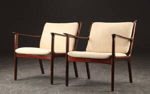 Ole Wanscher. Par lænestole af mahogni, model PJ 112 2