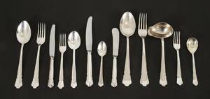 Bestickuppsättning i silver, 91 delar, modell Chippendale