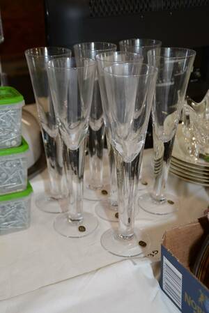 Glas på fot, 7 st, H 30 cm