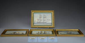 Bing  Grøndahl. Fire porcelænsbilleder med skibsportrætter, af Jacob Petersen 1774-1855. 4