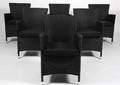 Havemøbler. Seks havestole, sort polyrattan, aluminium stel. 6