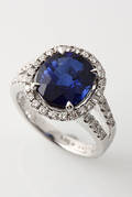 Safir- og brillantring af 18 kt. hvidguld, safir 3.62 ct