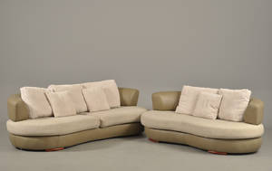 2 sofaer betrukket med læder, løse hynder med lys uld 2