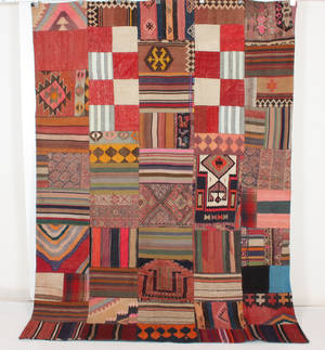 Orientmatta, flatvävd, Patchwork, 280x200 cm