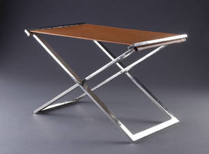 Michael Christensen. Foldetaburet, cognacfarvet læder