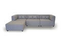 COUZ 155. Modulsofa bestående af 4 moduler og udskiftelige knapper i lændepuder, betrukket med slidstærkt SOHO stof i Light grey. Designet af COUZ DESIGN TEAM