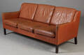 Dansk møbelproducent. Tre-pers. sofa, brunt læder  