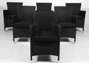 Havemøbler. Seks havestole, sort polyrattan. 6