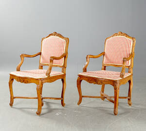 Karmstolar, rokokostil, 1800-tal, 1 par