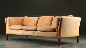 Tre-pers. sofa, læder, dansk møbelproducent
