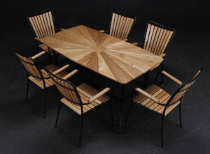Havemøbler. Havebord samt seks armstole 7