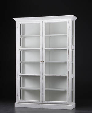 Vitrineskab, hvid antikbemaling