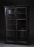 Vitrineskab, sort antikbemaling