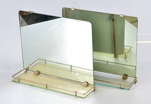 BADRUMSSPEGLAR, 2 st, glasmetall.
