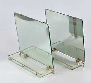 BADRUMSSPEGLAR, 2 st, glasmetall.