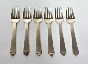Harald Nielsen for Georg Jensen Pyramide seks gafler af sterlingsølv6