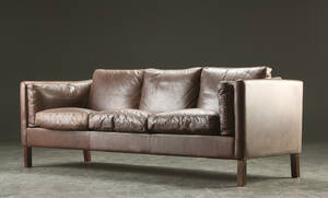 Fire-pers. sofa, læder. Dansk møbelproducent