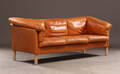 Mogens Hansen, 3-pers. sofa, lys brun skind 