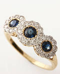 Safir. og brillant rosetring af 18 kt. guld