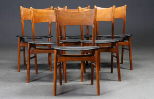 Dansk møbelproducent. Seks spisebordsstole af teak, ca. 1960erne 6