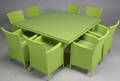Havemøbler. Kvadratisk bord samt otte armstole, lime polyrattan
