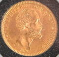 GULDMYNT, 20 Kronor, Oscar II, SverigeNorge 1880, vikt 8,96 gram.