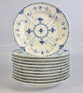 TALLRIKAR, 11 st, porslin, Musselmalet, halvblond, Royal Copenhagen.