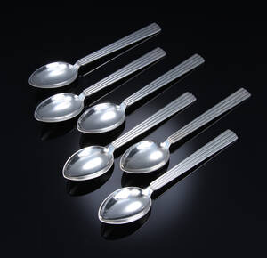 Georg Jensen. Bernadotte, seks middagsskeer af sterlingsølv 6