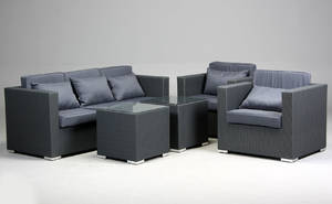 Havemøbler. Loungemøblement, sofa, Grå polyrattan 5