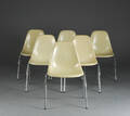 Ray og Charles Eames. Seks skalstole, model DSS, cremehvid glasfiber 6