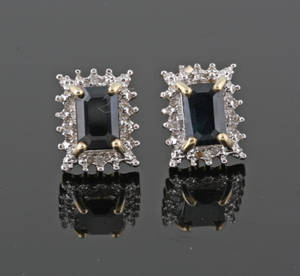 Sapphire  damond earrings approx. S1.40ct  D0.026ct 2